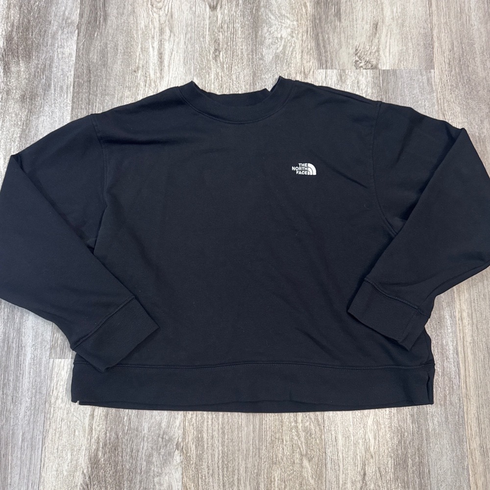 The North Face Womens Black Design Logo Crew Neck Sweatshirt Size Medium